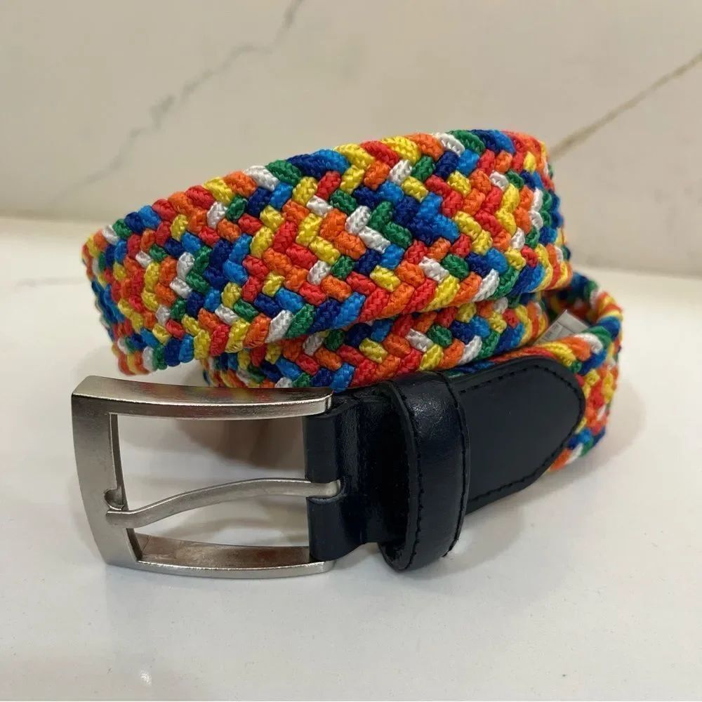 Abercrombie & Fitch Colorful Woven Belt with Black Leather
